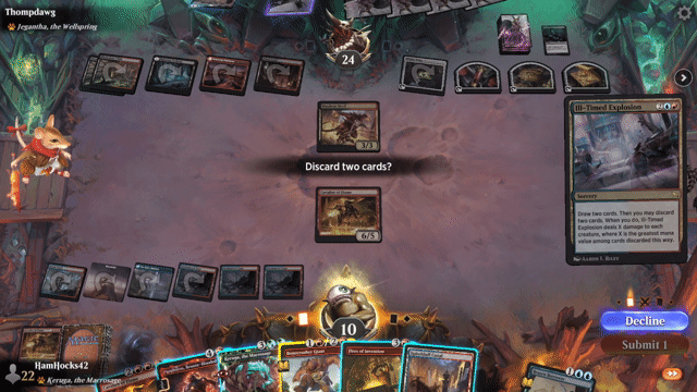 Watch MTG Arena Video Replay - Fire Pigs by HamHocks42 VS Jund Sacrifice by Thompdawg - Explorer Challenge Match