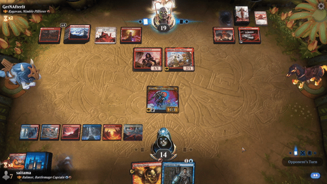 Watch MTG Arena Video Replay - Balmor, Battlemage Captain by saitama VS Ragavan, Nimble Pilferer by GetNAfterIt - Historic Brawl