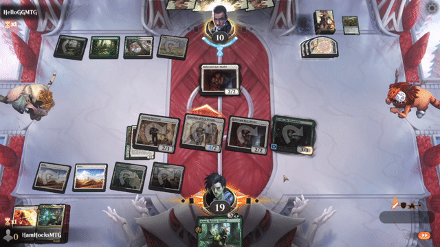 Watch MTG Arena Video Replay - Selesnya Midrange by HamHocksMTG VS Selesnya Counters by HelloGGMTG - Standard Play