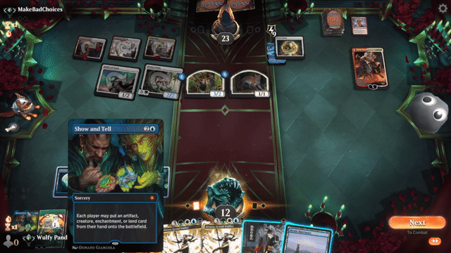Watch MTG Arena Video Replay - Show and Tell by Wulfy Panda VS Boros Energy by MakeBadChoices - Timeless Traditional Ranked