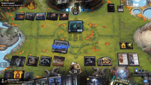 Watch MTG Arena Video Replay - Victor, Valgavoth's Seneschal by HamHocks42 VS Kaito, Dancing Shadow by TimberTrannel - Standard Brawl Challenge Match