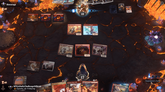 Watch MTG Arena Video Replay - Boros Aggro by MTGADailyChallengeOfficial VS Mono Red Aggro by Bintaraga - Explorer Ranked