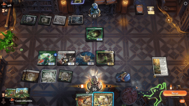 Watch MTG Arena Video Replay - Selesnya Aggro by CunicoliGoblin VS Selesnya Midrange by gab - Alchemy Ranked