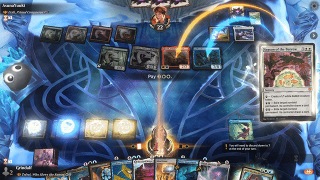 Watch MTG Arena Video Replay - Teferi, Who Slows the Sunset by Grindalf VS Etali, Primal Conqueror by AsunaYuuki - Historic Brawl