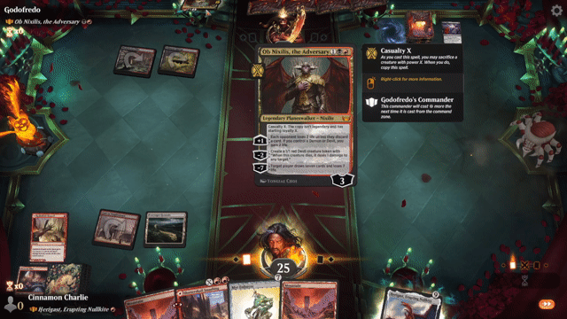 Watch MTG Arena Video Replay - Rogue by Cinnamon Charlie VS Ob Nixilis, the Adversary by Godofredo - Historic Brawl