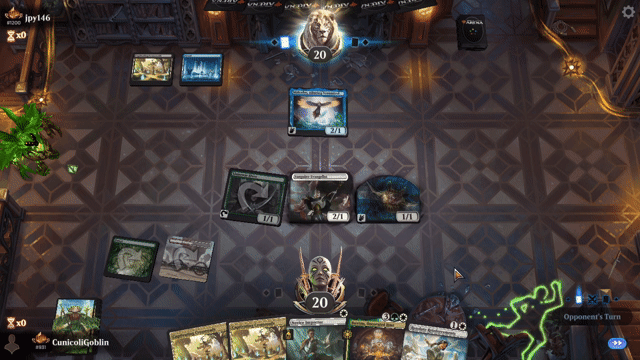 Watch MTG Arena Video Replay - Selesnya Aggro by CunicoliGoblin VS Mono Blue Midrange by jpy146 - Alchemy Ranked