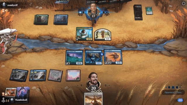 Watch MTG Arena Video Replay - WU by Numbskull VS GU by zombyelf - Premier Draft Ranked
