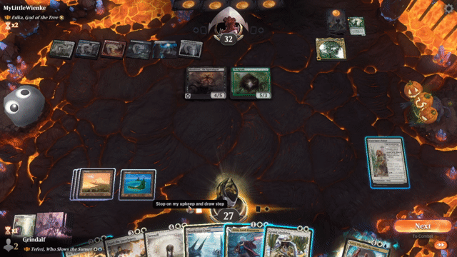 Watch MTG Arena Video Replay - Teferi, Who Slows the Sunset by Grindalf VS Esika, God of the Tree by MyLittleWienke - Historic Brawl